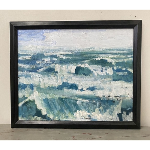 27 - MARTIN STONE (Irish, 20th Century), ‘WILD ATLANTIC COAST’, oil on canvas, signed verso, titled and d... 