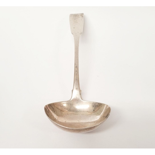 28 - AN EARLY 19TH CENTURY GEORGIAN IRISH SILVER SAUCE LADLE, date letter of 'N' for 1809. Maker's name: ... 