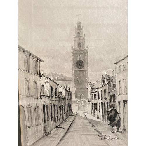 29 - WILLIAM HARRINGTON (Irish, b.1941), ‘CHAPEL ST. CORK’, pen and ink wash on paper, signed and dated ’... 