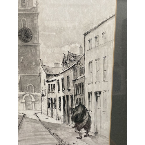 29 - WILLIAM HARRINGTON (Irish, b.1941), ‘CHAPEL ST. CORK’, pen and ink wash on paper, signed and dated ’... 