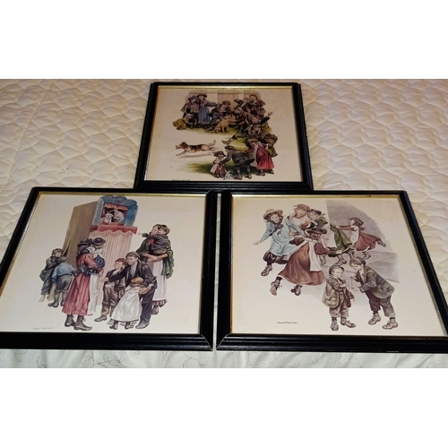 335 - A SET OF THREE FRAMED ROBERT EMBLETON PRINTS, 13 x 13 inches