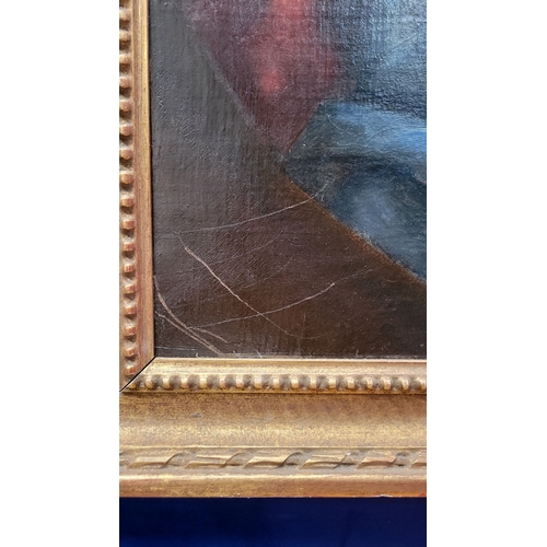 34 - A 19TH CENTURY OIL PORTRAIT OF A LADY, oil on canvas, unsigned. Depicting a lady in fine dress. Prev... 