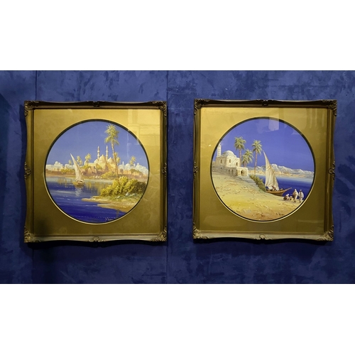 42 - R. RAPPINI (20th Century), A PAIR OF GILT FRAMED WATERCOLOUR PAINTINGS, depicting Moroccan coastal s... 