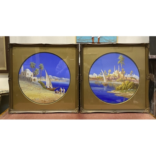 42 - R. RAPPINI (20th Century), A PAIR OF GILT FRAMED WATERCOLOUR PAINTINGS, depicting Moroccan coastal s... 