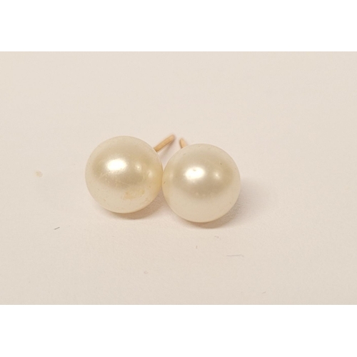 46 - A PRETTY VINTAGE PAIR OF 'CIRO' PEARL STUD EARRINGS, with 9ct yellow gold backs.