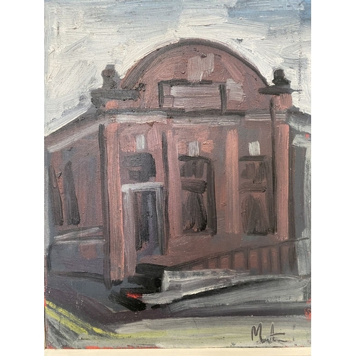 50 - MARTIN STONE (IRISH, 20TH CENTURY), ‘SKIBBEREEN POST OFFICE’, oil on canvas, signed lower right, ins... 