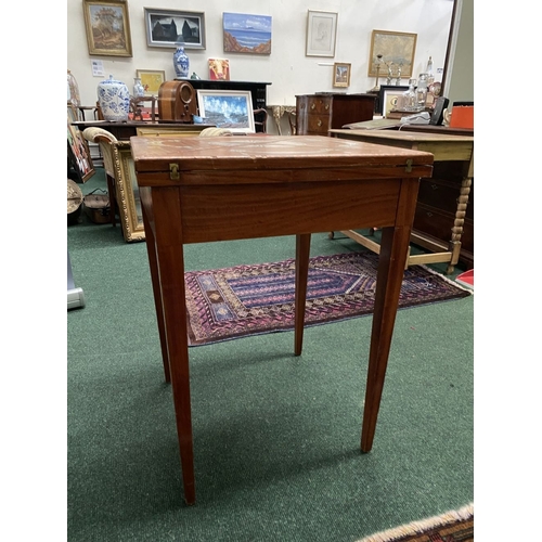 60 - AN EXCELLENT HAND-PAINTED FOLD OVER ENVELOPE CARD TABLE, with painted panels to top and floral desig... 