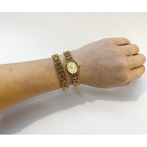 66 - A LOVELY GOLD PLATED CELTIC ROTARY LADIES WRISTWATCH AND BRACELET SET, in original case.