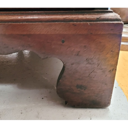 72 - A VERY GOOD QUALITY MAHOGANY FALL FRONT SECRETAIRE DESK, with a run of four graduated drawers to the... 