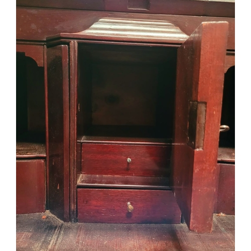 72 - A VERY GOOD QUALITY MAHOGANY FALL FRONT SECRETAIRE DESK, with a run of four graduated drawers to the... 