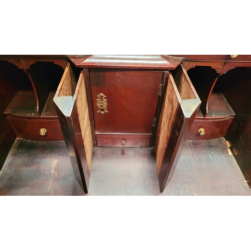 72 - A VERY GOOD QUALITY MAHOGANY FALL FRONT SECRETAIRE DESK, with a run of four graduated drawers to the... 