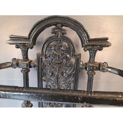 73 - AN EXCELLENT 20TH CENTURY CAST IRON UMBRELLA STAND, with decorative openwork panel to back featuring... 