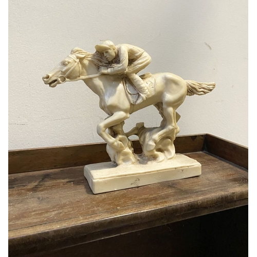 79 - A VINTAGE ITALIAN RACEHORSE SCULPTURE, resin, made in Italy, dimensions: 15.5cm high x 21cm wide app... 