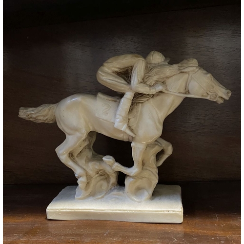 79 - A VINTAGE ITALIAN RACEHORSE SCULPTURE, resin, made in Italy, dimensions: 15.5cm high x 21cm wide app... 