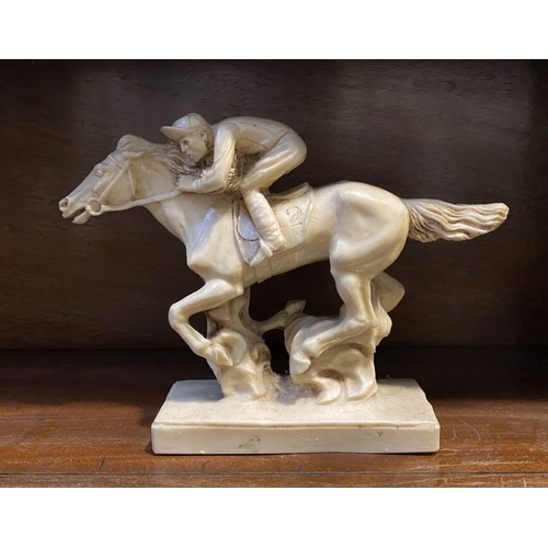 79 - A VINTAGE ITALIAN RACEHORSE SCULPTURE, resin, made in Italy, dimensions: 15.5cm high x 21cm wide app... 