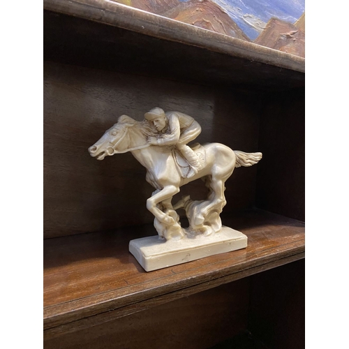 79 - A VINTAGE ITALIAN RACEHORSE SCULPTURE, resin, made in Italy, dimensions: 15.5cm high x 21cm wide app... 