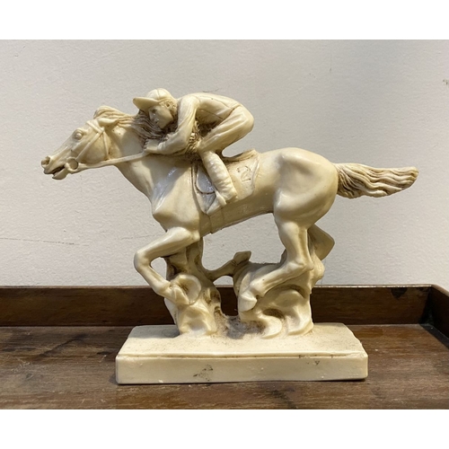 79 - A VINTAGE ITALIAN RACEHORSE SCULPTURE, resin, made in Italy, dimensions: 15.5cm high x 21cm wide app... 