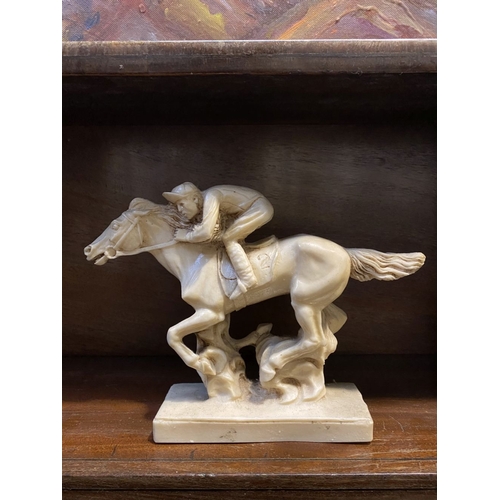 79 - A VINTAGE ITALIAN RACEHORSE SCULPTURE, resin, made in Italy, dimensions: 15.5cm high x 21cm wide app... 