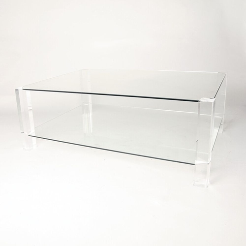 83 - A BEAUTIFUL CONTEMPORARY SARAH HILL FOR PORTA ROMANA GLASS & LUCITE COFFEE TABLE, a fantastic piece ... 