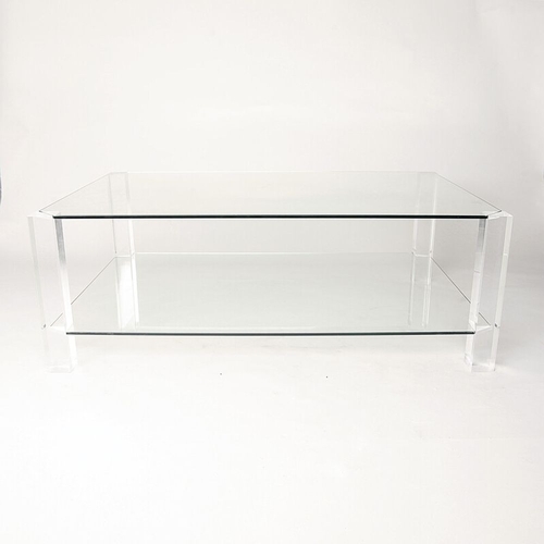 83 - A BEAUTIFUL CONTEMPORARY SARAH HILL FOR PORTA ROMANA GLASS & LUCITE COFFEE TABLE, a fantastic piece ... 