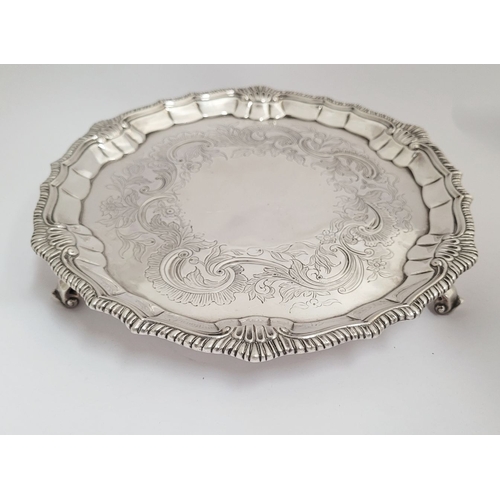 9 - AN EXCEPTIONAL GEORGE III IRISH SILVER SALVER, Hallmarked Maker John Wilme Dublin c.1760. The centre... 