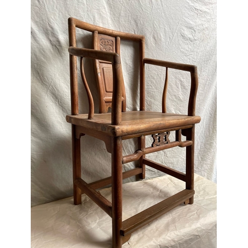 96 - A PAIR OF CHINESE HARDWOOD THRONE STYLE CHAIRS, each with carved detail to the back panels and under... 