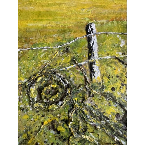 113 - KATIE BUTTIMER, (IRISH 20TH CENTURY), WOODLANDS, acrylic & textile combined, signed lower left. 71cm... 