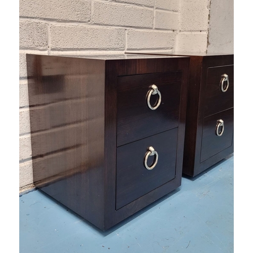 115 - A VERY GOOD PAIR OF QUALITY PORTA ROMANA CONKER BED SIDE LOCKERS, each with two deep drawers having ... 