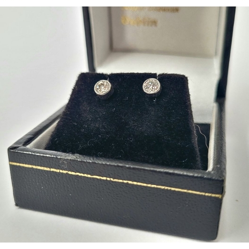 116 - A PAIR OF DIAMOND STUD EARRINGS, .40ct of diamond in total. Lovely sparkle to the pair. Cased.