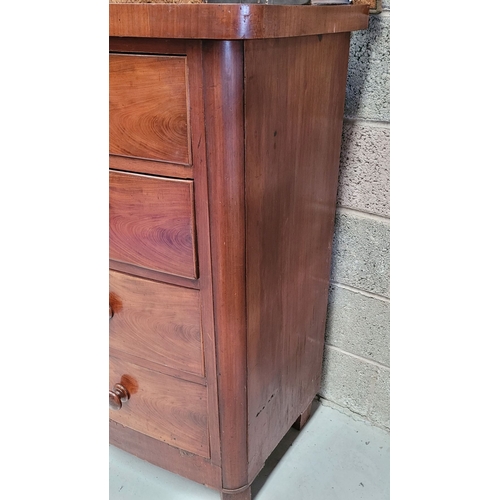 130 - A GOOD QUALITY MAHOGANY BOW FRONTED CHEST OF DRAWERS, with a 2 over 3 arrangement of drawers, each w... 