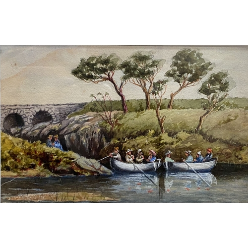 157 - SUSAN LETITIA LYLE (Fl 1882-1889), ‘UP THE DONEMARK RIVER, CORK’, watercolour, plaque mounted to fra... 