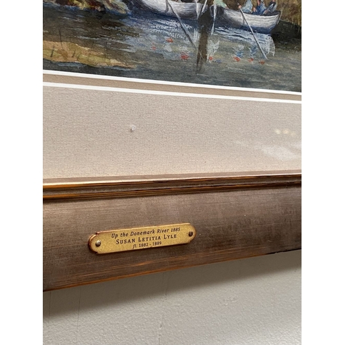 157 - SUSAN LETITIA LYLE (Fl 1882-1889), ‘UP THE DONEMARK RIVER, CORK’, watercolour, plaque mounted to fra... 