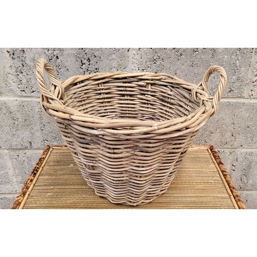 161 - A MIXED LOT: (i) A Bamboo two tier table, 66 x 46 x 71cm approx. (ii) a wicker style basket with han... 