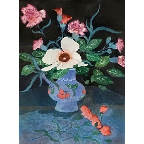 162 - WINIFRED PICKARD (British, 20th Century), (i) “VASE OF FLOWERS”, (ii) “LARGE ROSE AND CARNATIONS”, l... 