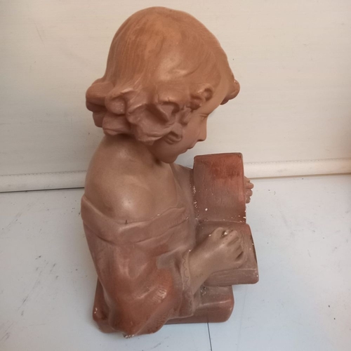 167 - AN ART DECO PERIOD STUDY OF A GIRL READING, 33cm tall x 29cm wide.