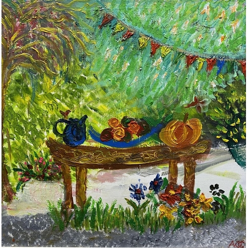 168 - ANNE QUIRKE CAHILL (Irish, 20th Century), ‘GARDEN’, oil and acrylic on canvas, signed with initials ... 