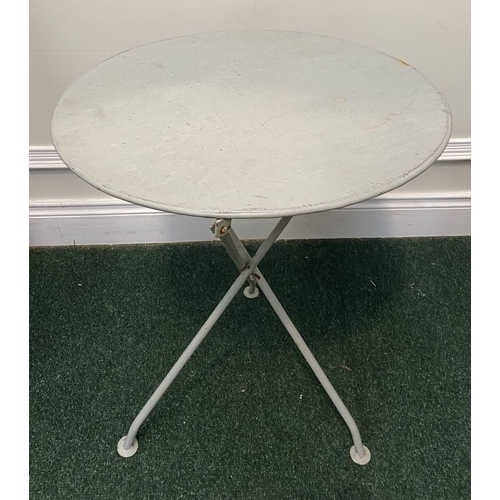 174 - A PAINTED CIRCULAR GARDEN TABLE, foldable table, ideal for small patio spaces, Dimensions: 71cm high... 