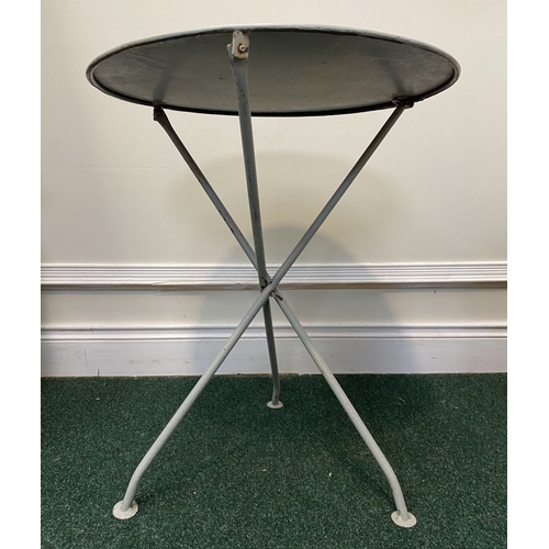 174 - A PAINTED CIRCULAR GARDEN TABLE, foldable table, ideal for small patio spaces, Dimensions: 71cm high... 