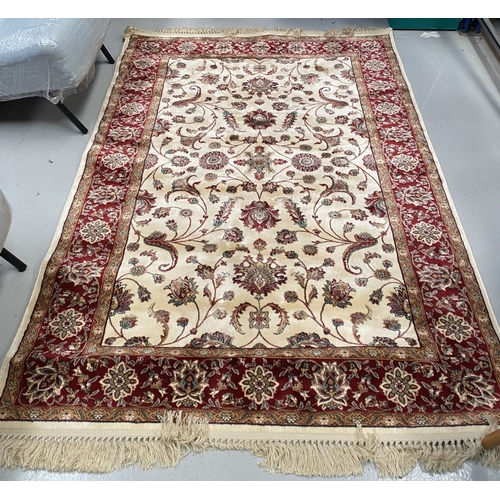 180 - AN EXCELLENT SILK & WOOL ‘ZIEGLER’ PATTERN RUG, in beautiful deep red and cream tones in the ‘Ziegle... 