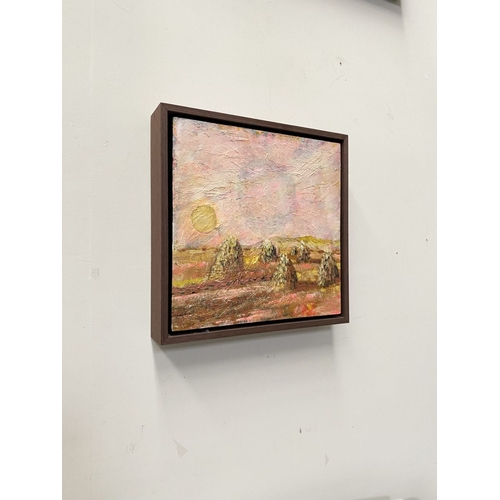 194 - EADOIN HARDING KEMP, ‘SUNSET LANDSCAPE’, oil on canvas, signed lower right. Dimensions: 33.5cm squar... 