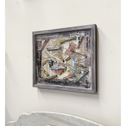 214 - PETER VOLLER, ‘A VIEW WITH A ROOM’, mixed media: printed paper & oil paint, Signed and dated upper r... 