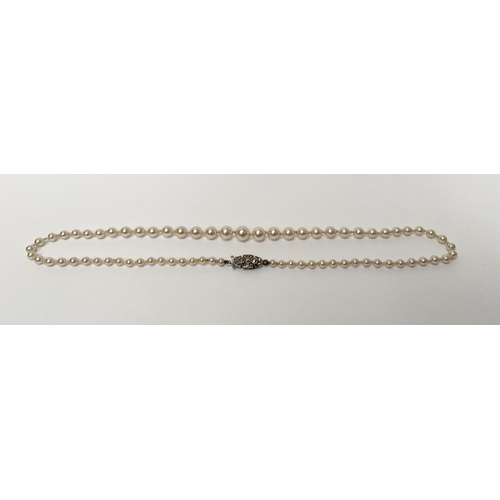 230 - A ‘LOTUS DE LUXE’ GRADUATED SIMULATED PEARL NECKLACE WITH SILVER CLASP, simulated pearl necklace in ... 