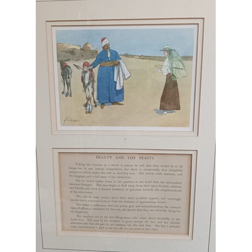 231 - A SET OF FOUR FRAMED PRINTS FROM ‘THE LIGHT SIDE OF EGYPT’ BY LANCE THACKERAY, 1908. Frames: 54 x 43... 