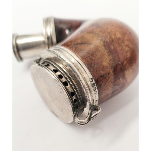 25 - A CHARMING LATE 19TH CENTURY BEYNON & STOKEN SILVER TOPPED MEERSCHAUM PIPE, of pocket shape, with si... 