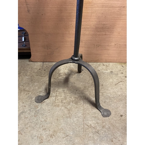 256 - AN EXCELLENT WROUGHT IRON LECTERN, forge worked with two candlesticks, on support atop tripod base. ... 