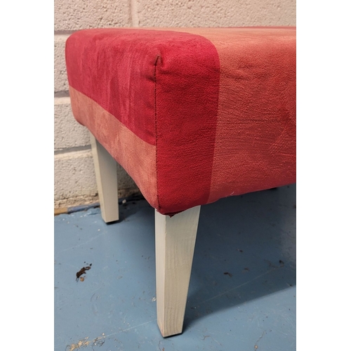 280 - A DESIGNER’S GUILD LOW RISE UPHOSTERED FOOT STOOL, with tapered leg. Dimensions: 54 x 44 x 38cm Cond... 