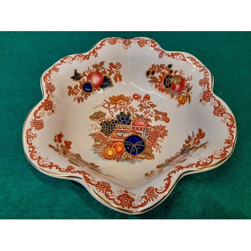 286 - A VINTAGE MASON’S ‘HARVEST GOLD’ PATTERN BOWL, with scallop shaped rim, in excellent condition. Dime... 