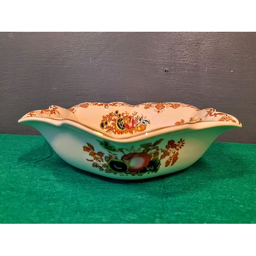 286 - A VINTAGE MASON’S ‘HARVEST GOLD’ PATTERN BOWL, with scallop shaped rim, in excellent condition. Dime... 