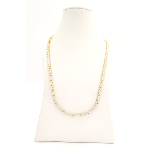 3 - A STUNNING FINELY CRAFTED 18CT YELLOW GOLD DIAMOND NECKLACE, with a total carat weight of 12cts. Eac... 