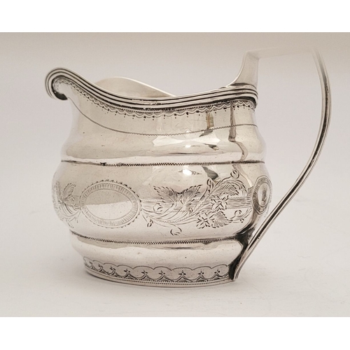 31 - A VERY FINE & RARE CORK IRISH SILVER CREAM JUG, circa 1800, impressed ‘STERLING’ mark to the base, a... 